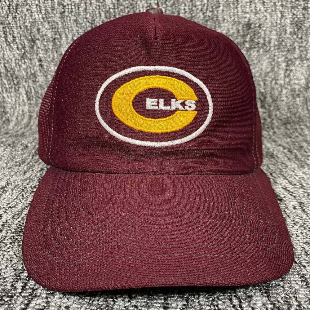 Vintage Cincinnati Centerville Elks Trucker Hat Mens OS‎ Maroon Mesh Snapback
